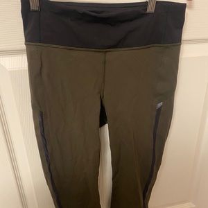 army green lululemon cropped leggings